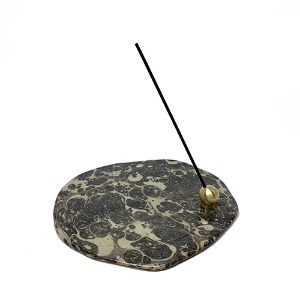 Marbled Incense Holder Round - Taupe 1