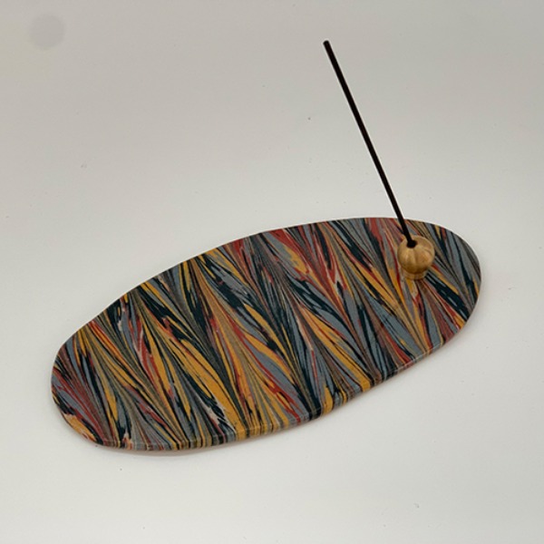 Marbled Incense Holder Oval - Taupe 12