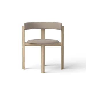 PRINCIPAL DINING CHAIR - WHITE OAK / LEATHER 2 LIGHT GREY