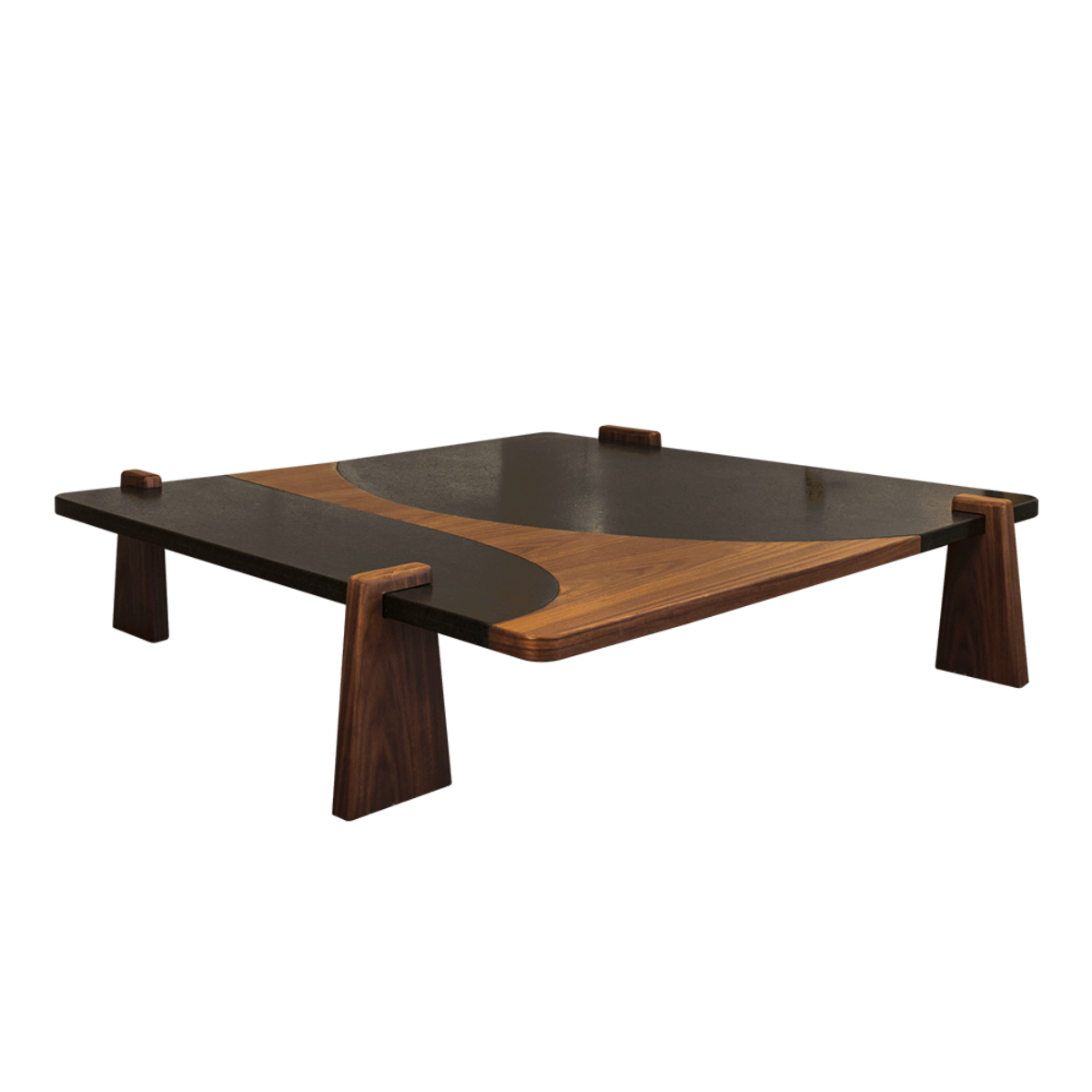 EASTERN EDITION Black Stone and Wood Tea Table