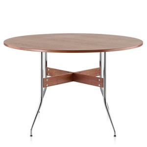 NELSON SWAG LEG DINING TABLE WITH ROUND TOP - WALNUT