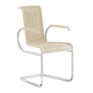 D22 CANTILEVER CHAIR WITH ARMRESTS - CREAM WHITE