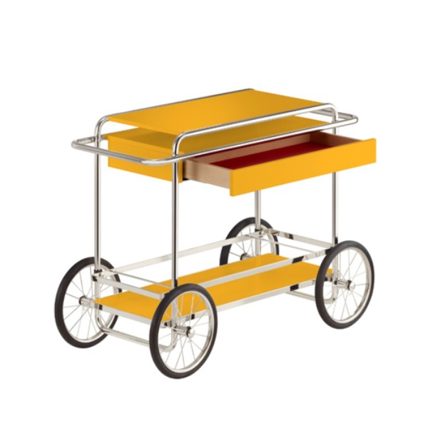 M4RS CONSOLE TROLLEY WITH DRAWER - YELLOW  (WITH BOTTLE HOLDER)