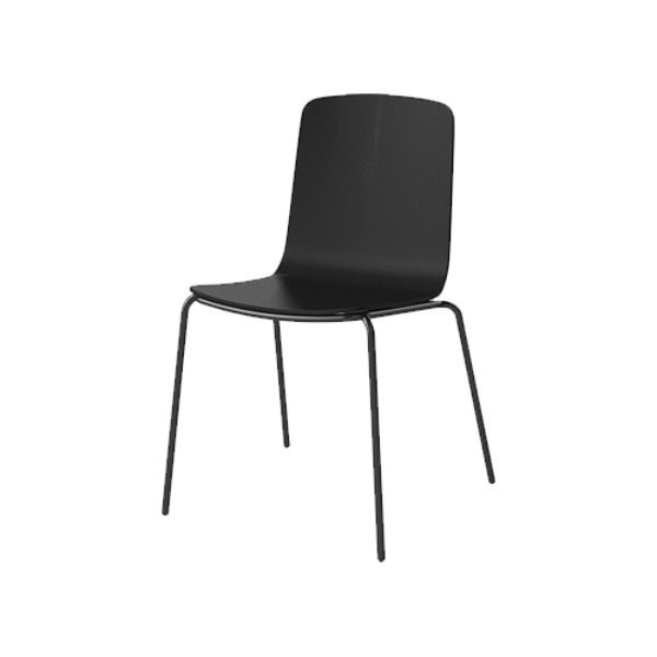 PALM VENEER DINING CHAIR WITH METAL FRAME - BLACK LACQUERED STEEL, BLACK STAINED OAK (바로배송)