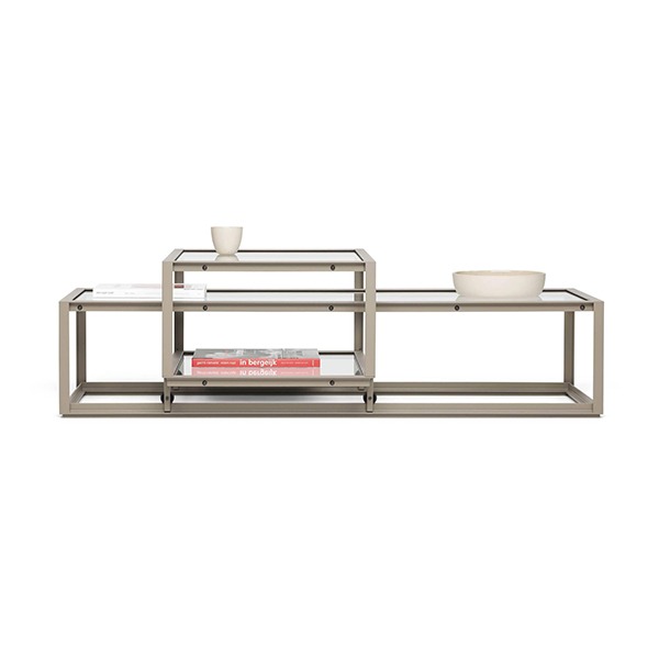 Spectrum Tangled Coffee Table - Taupe / Clear Glass (M/L)