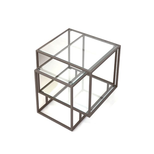 Spectrum Tangled Side Table - Taupe / Clear Glass