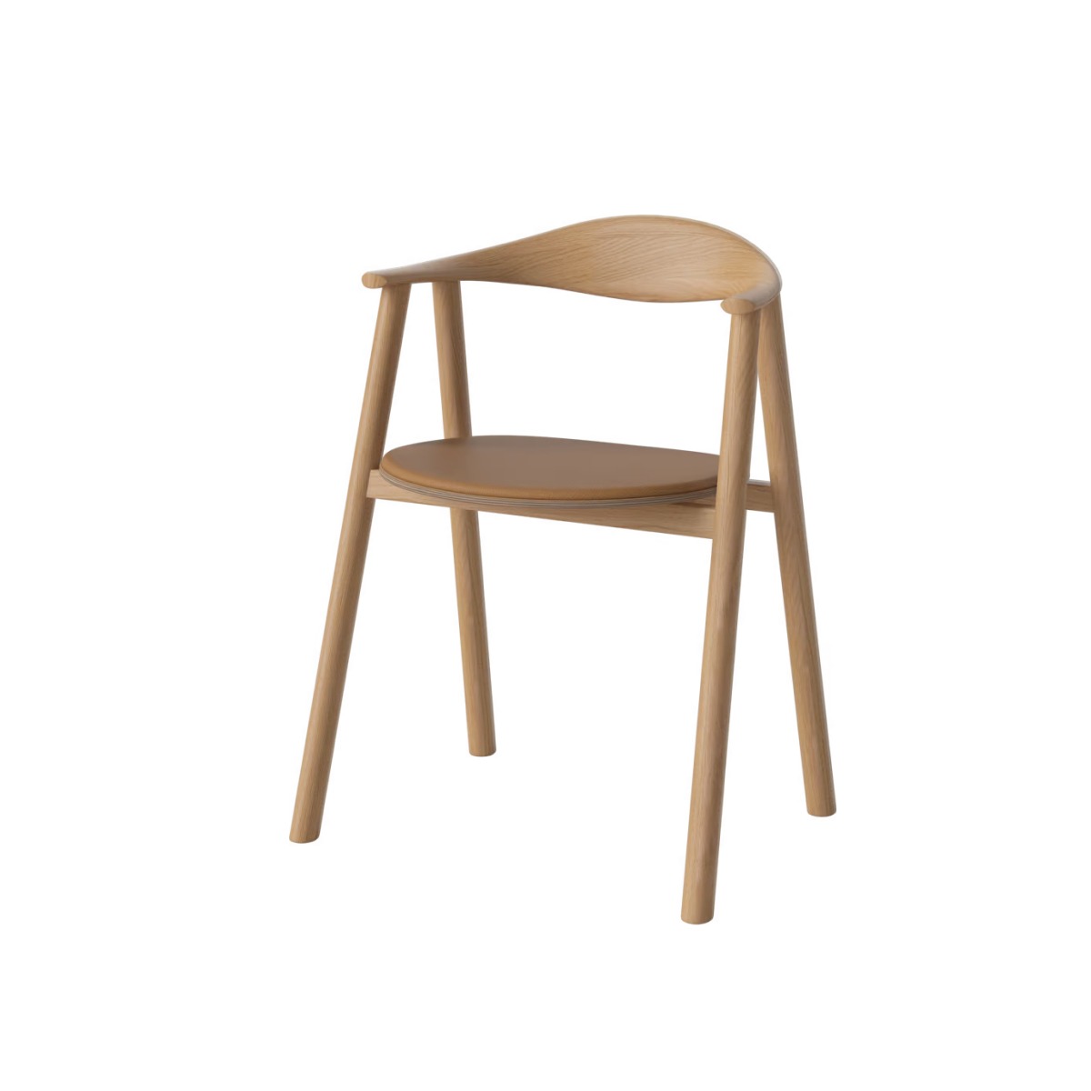 BOLIA Swing Upholstered Dining Chair - Oak / Leather Cognac